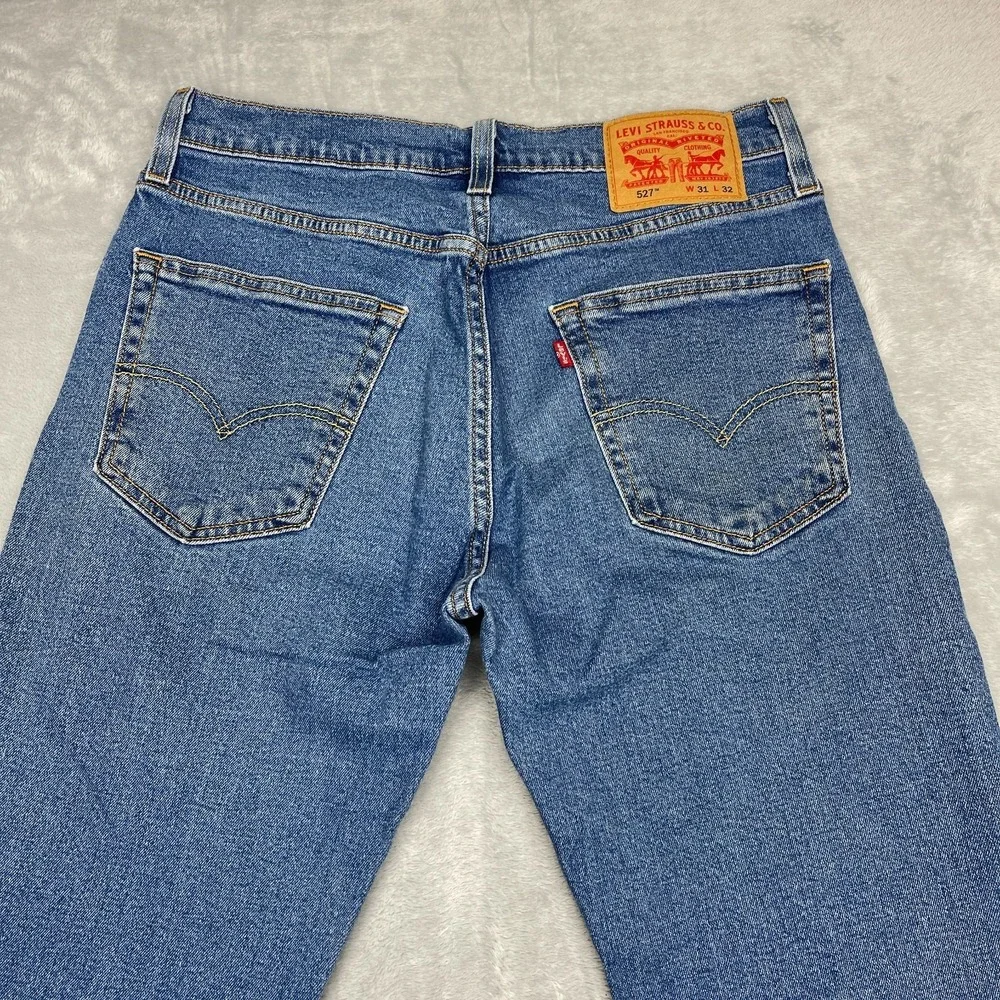 Levi's Jeans Mens 31x32 Blue Denim 527 Stretch Americana Slim Bootcut Grunge
